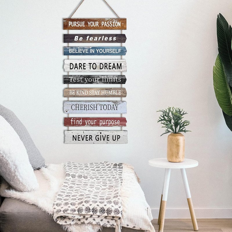 Joyhawk Motivational Wall Art Decor with Positive Quotes, Inspirational Wall Art Room Decor for Teen Girls Women, Rustic Wall Hanging Plaque Sign for Home Office Living Room Bathroom - 12x24 inch - Image 2